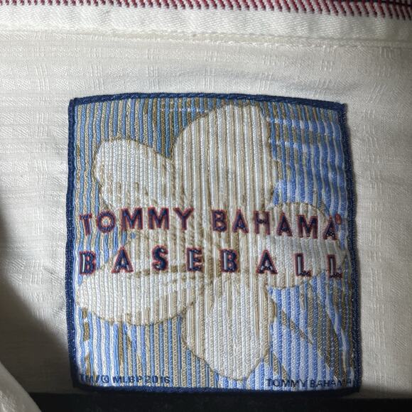 TOMMY‎ BAHAMA Baseball NY Yankees 100% Silk Shirt MLB Hawaiian Tropical XL - Picture 3 of 11